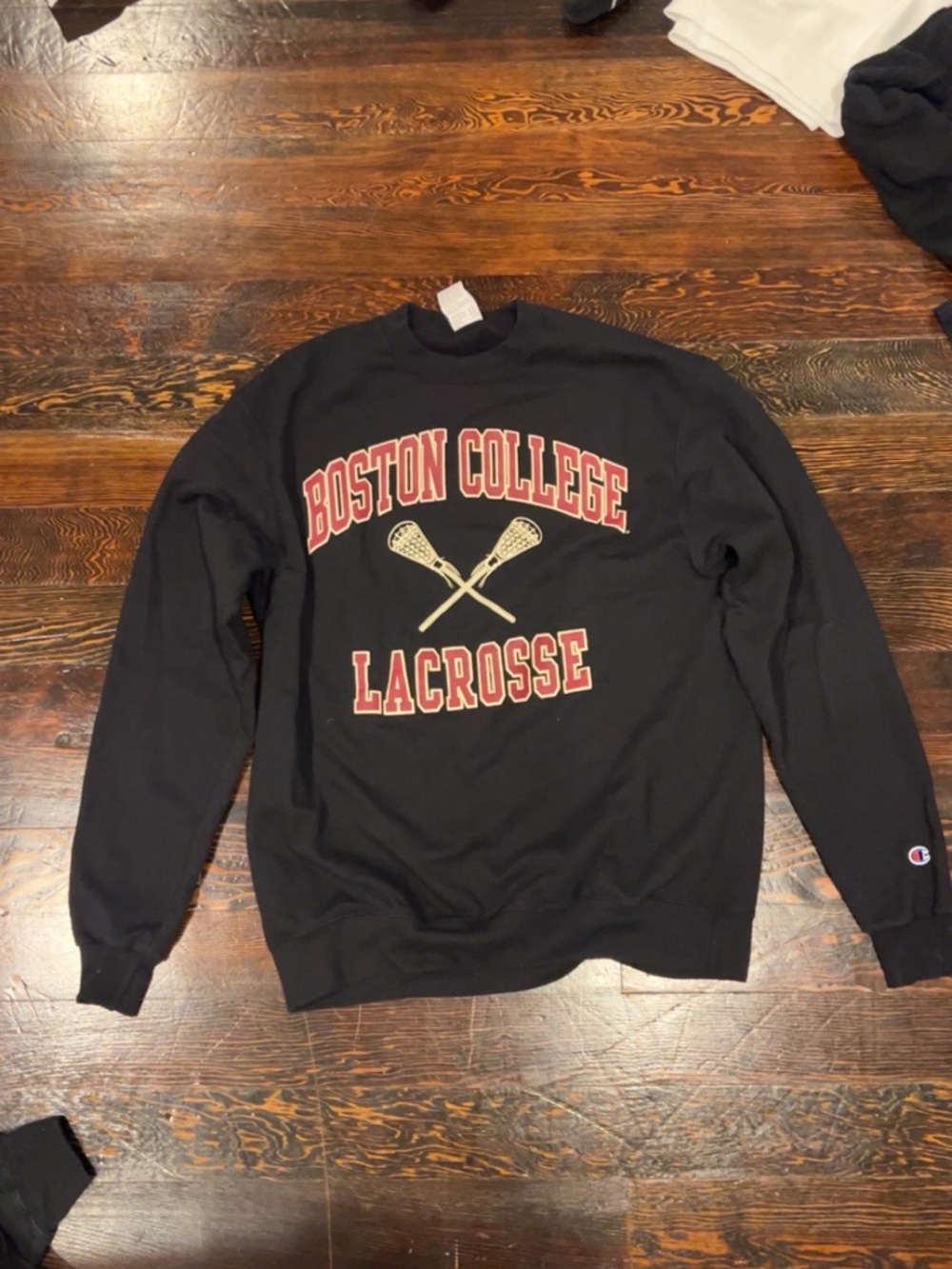 Champion Black Boston College Lacrosse Crewneck Sweatshirt
